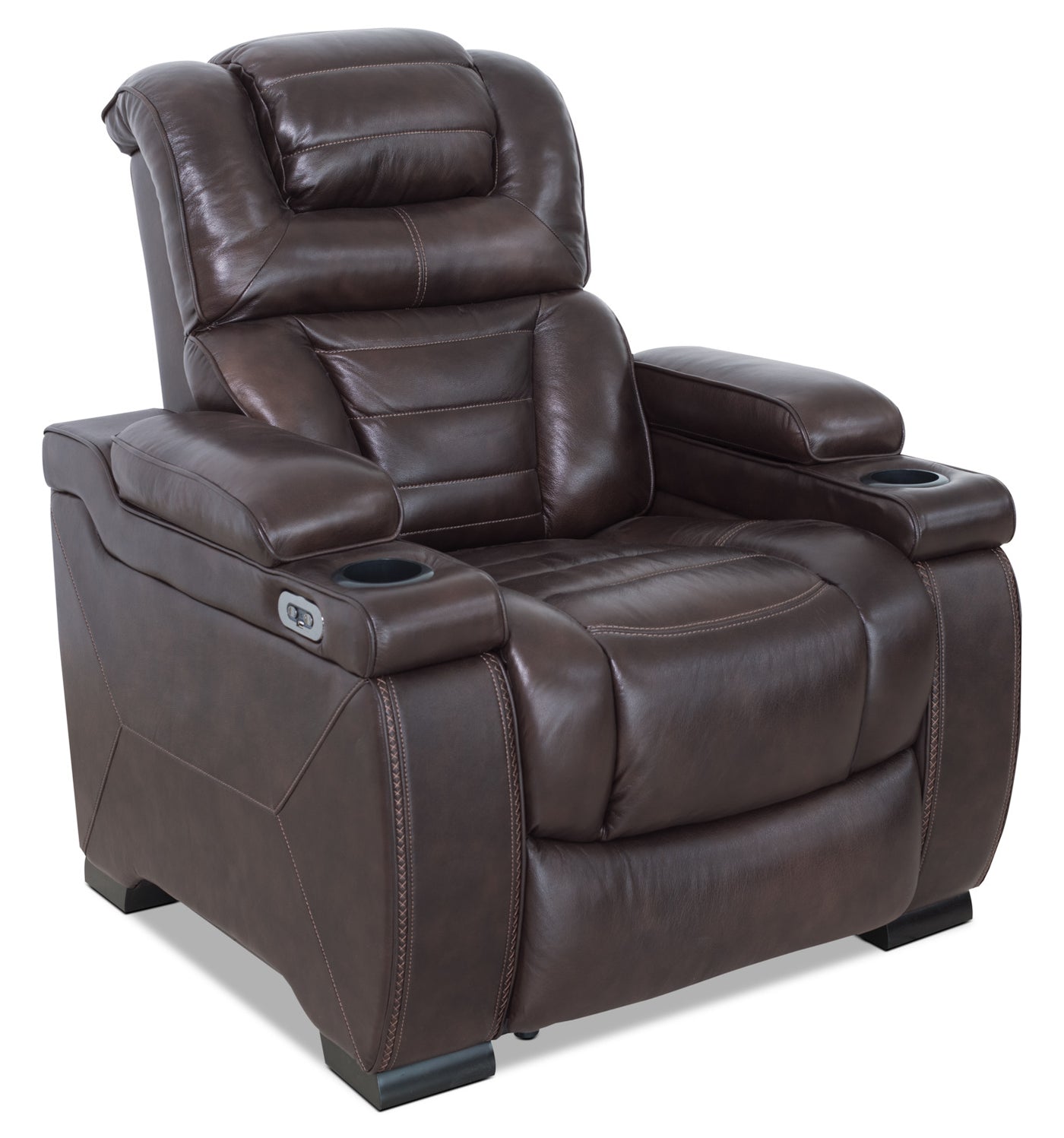 Hugo Genuine Leather Power Recliner With Adjustable Headrest Brown The Brick