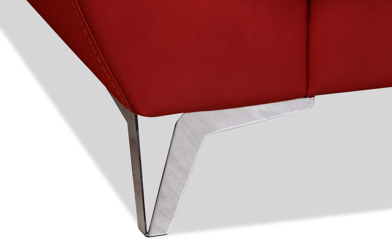 olivia leather-look fabric sofa red