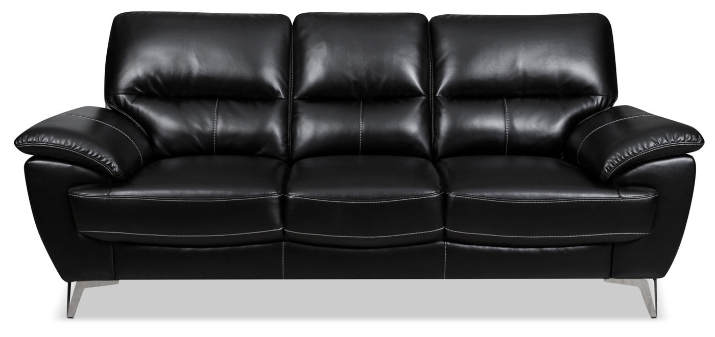 Olivia Leather-Look Fabric Sofa – Black 