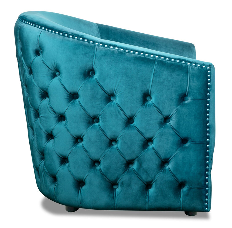 Lynn Velvet Accent Chair - Blue | The Brick
