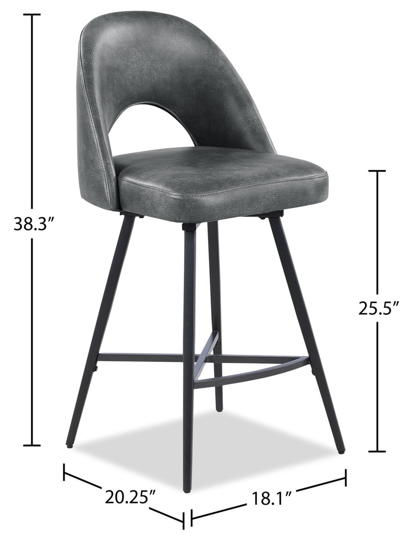 Bay Swivel Counter-Height Stool - Charcoal | The Brick