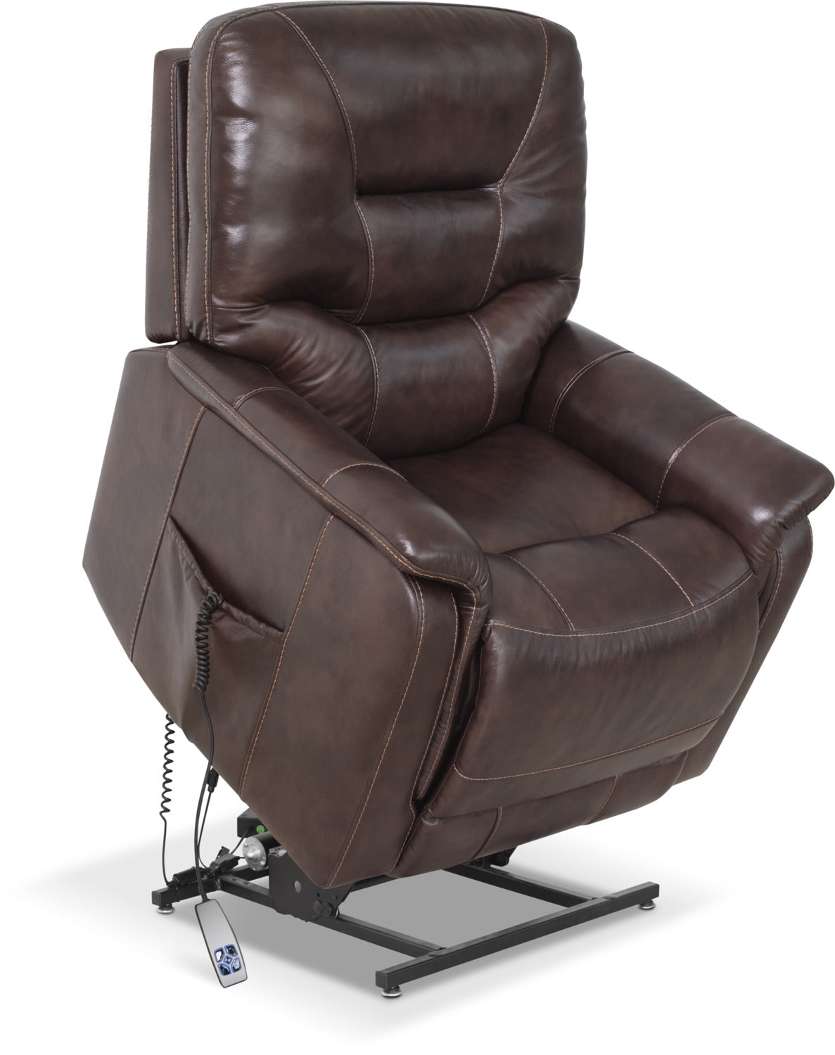 parker genuine leather power lifting recliner – brown