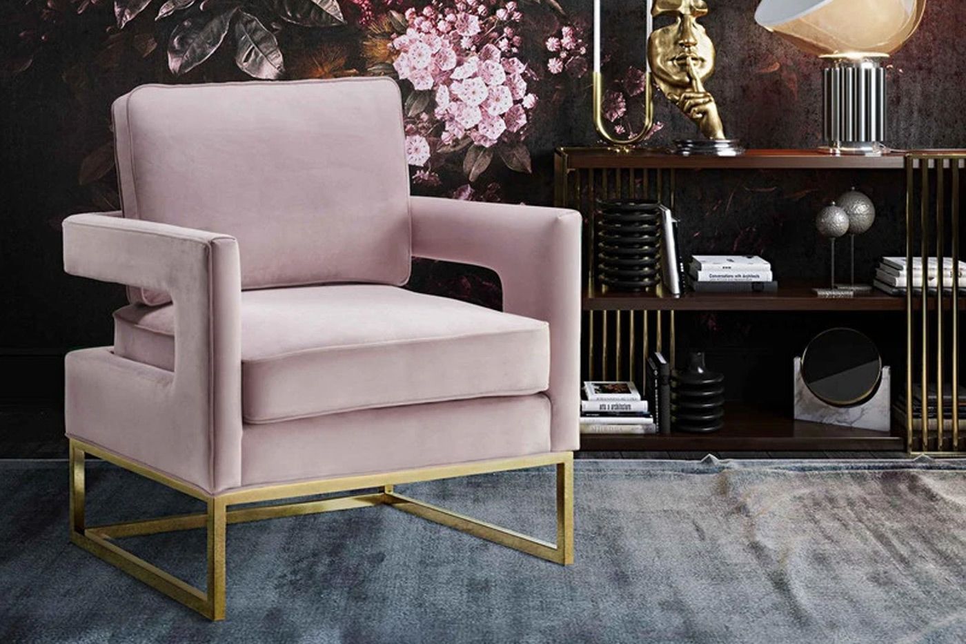 Ameshoff Velvet Accent Chair - Blush