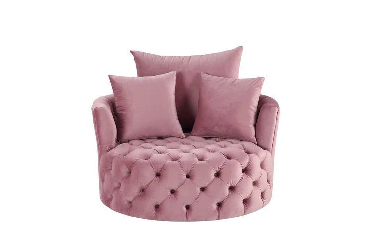 Eyrar Velvet Swivel Accent Chair - Pink