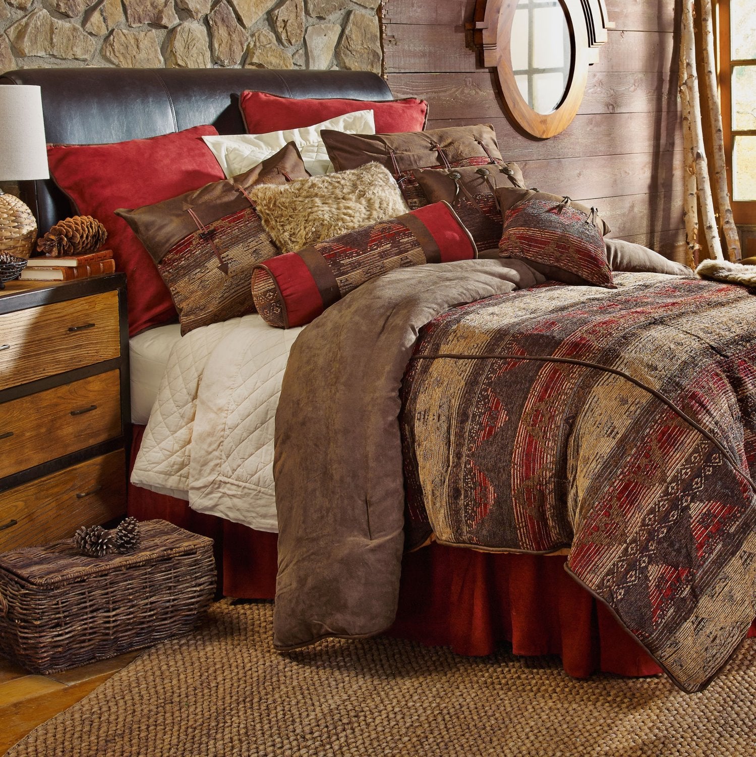 Jericho 7 Pc King Comforter Set Red Brown Tan Furniture Ca