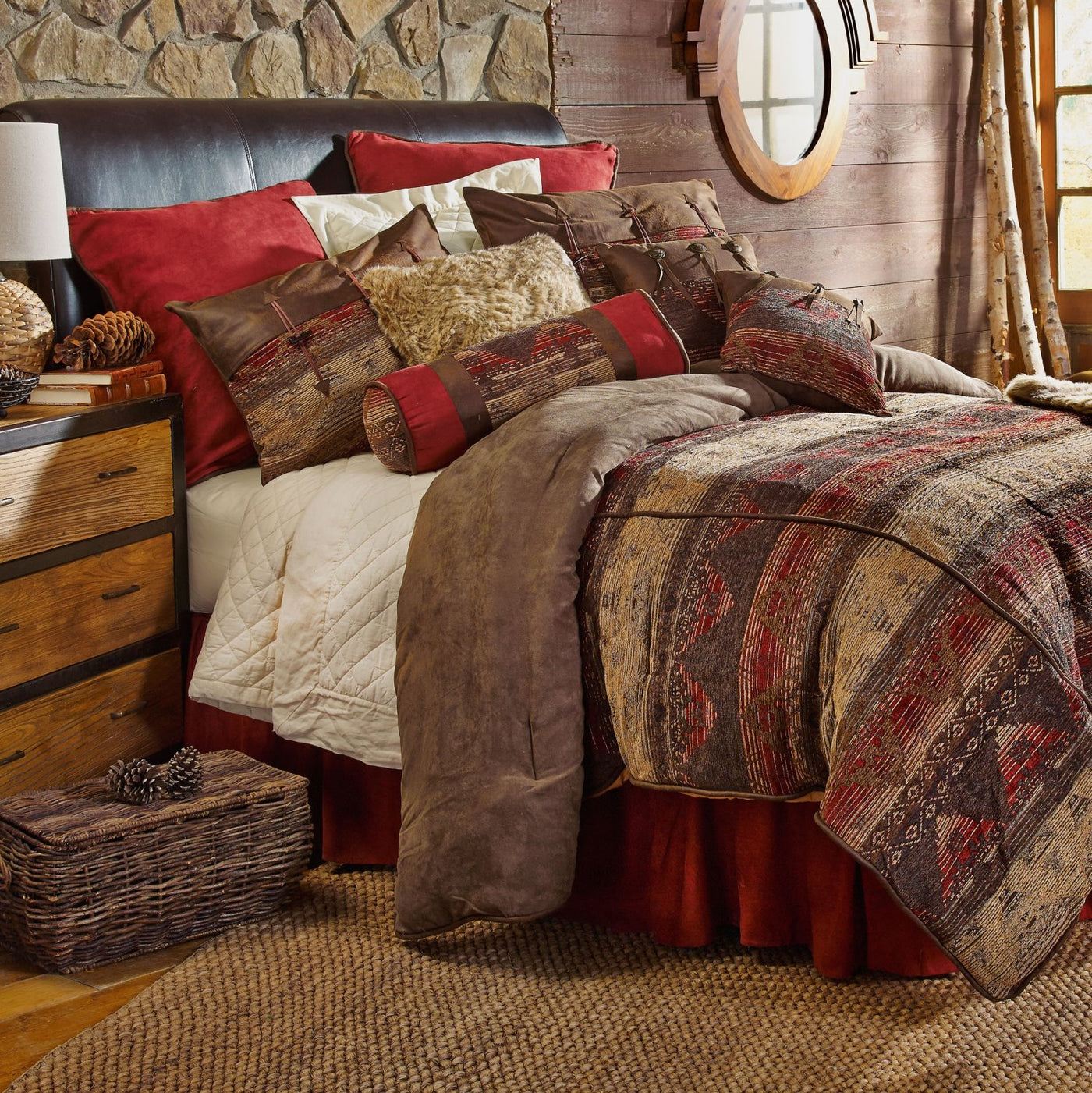 Jericho 7 Pc Queen Comforter Set Red Brown Tan Furniture Ca