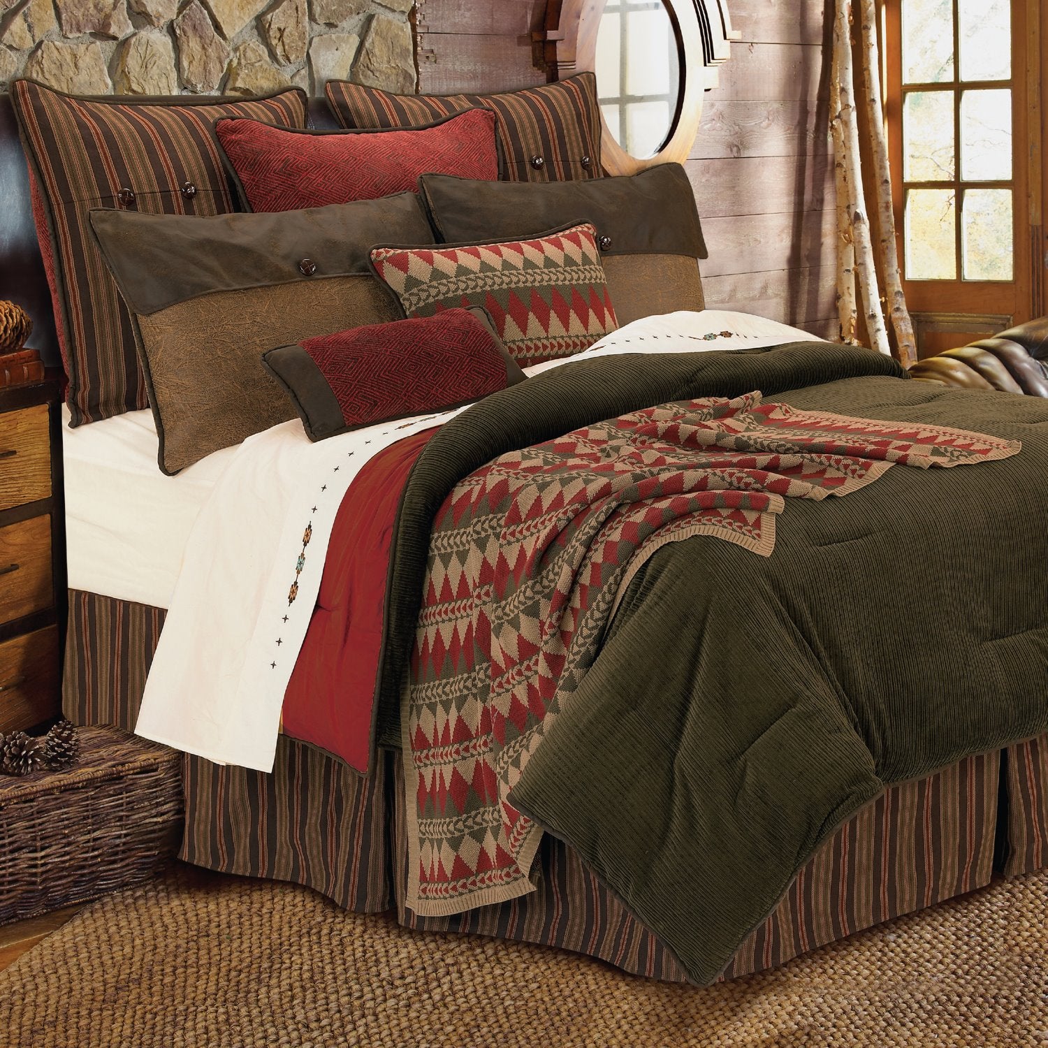 Ludlow 5 Pc Twin Comforter Set Olive Brown Red Furniture Ca