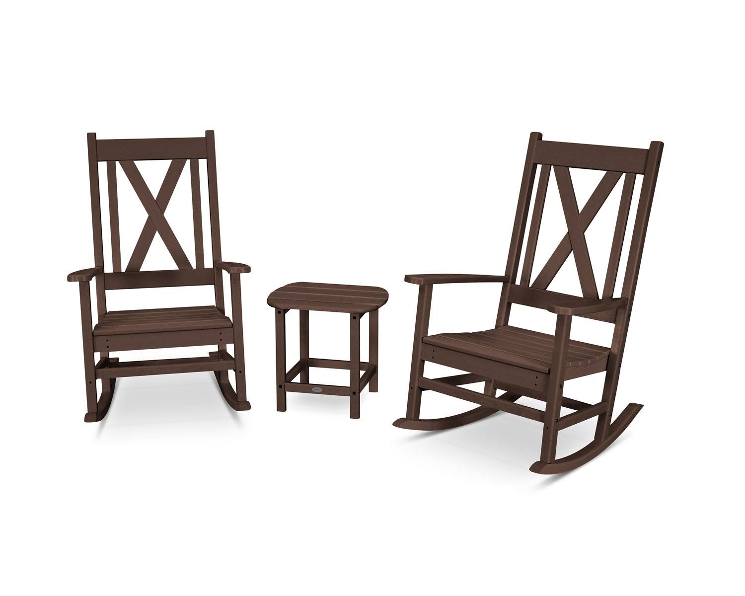 polywood® braxton 3piece porch rocking chair set in mahogany