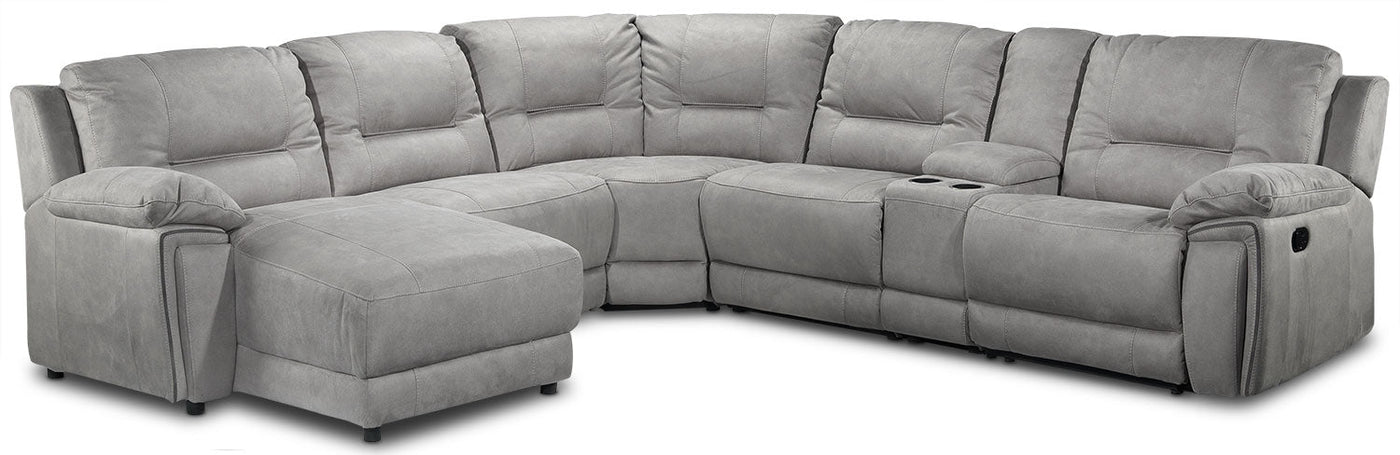 Halcyon 6 Piece Reclining Sectional With Left Facing Chaise Light Grey Furniture Ca