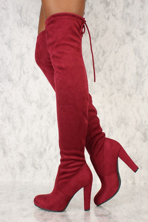 chunky thigh high suede boots