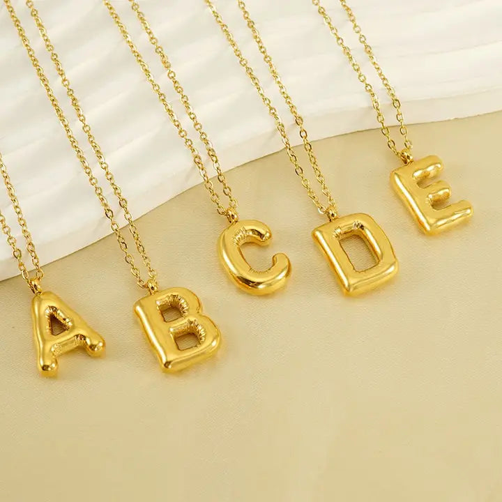 Glossy Bubble Initial Necklace