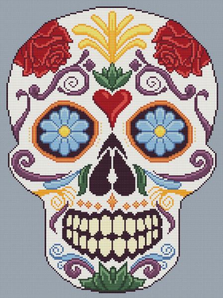 sugar skull cross stitch graph