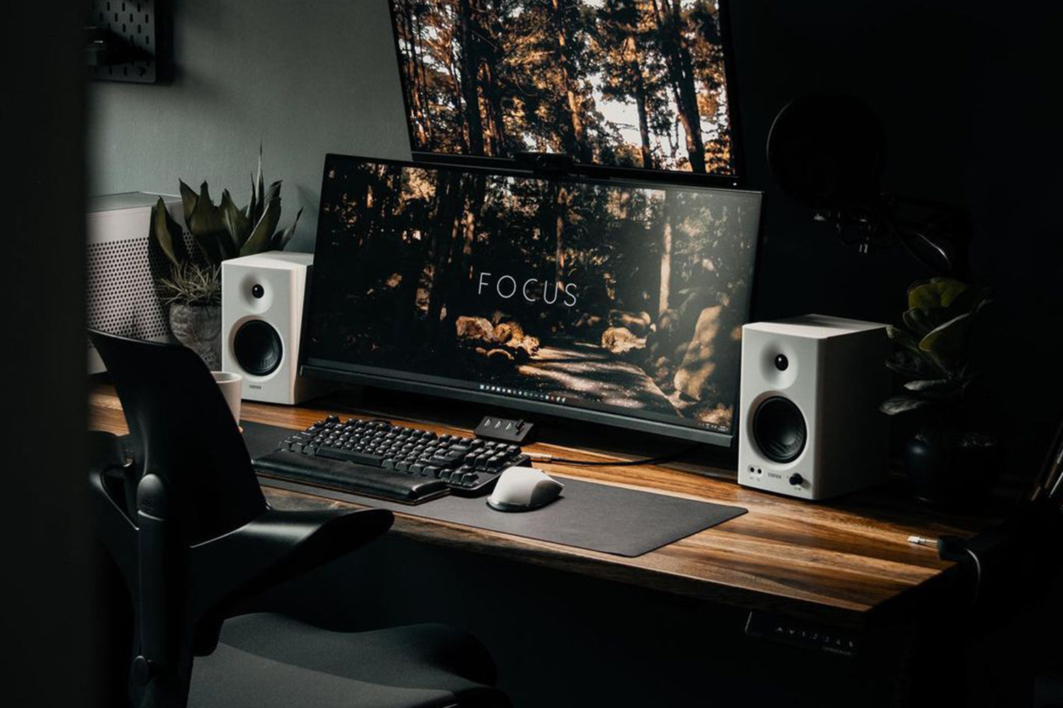 Clean and minimalist desk setup