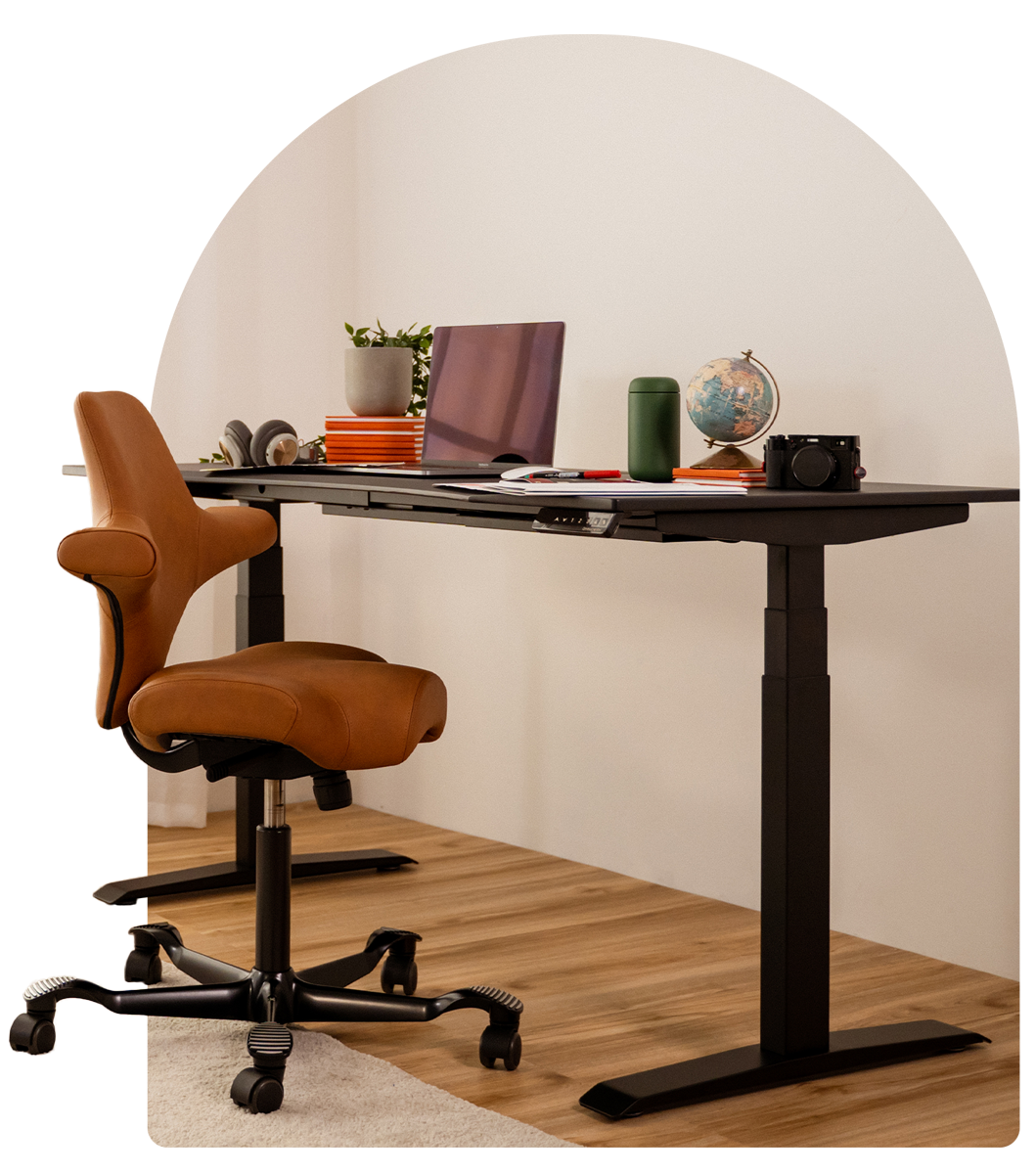 Pro Black Ergo Curve Desk Setup