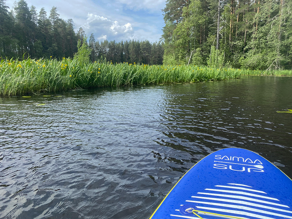 Suppailemassa ilmatäytteisellä laudalla