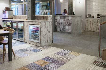 Porcelain tiles in a London hotel