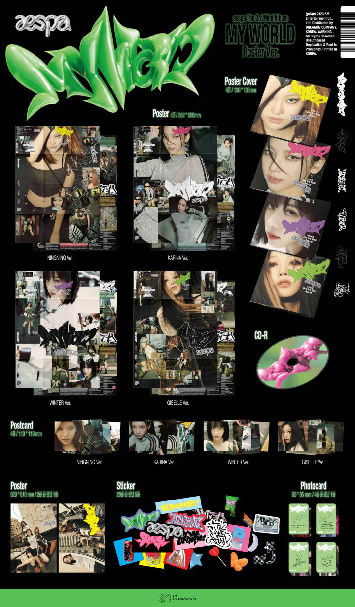 AESPA - 3RD MINI ALBUM MY WORLD Poster Version Infographic
