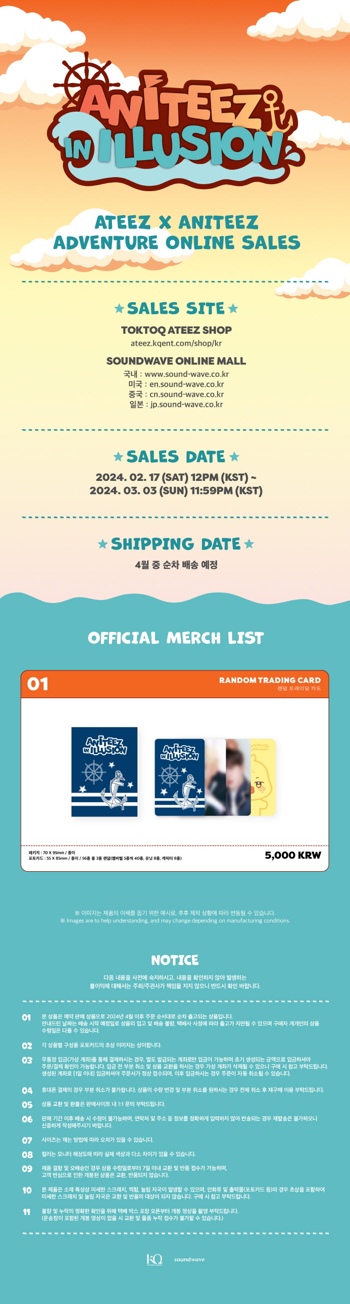 ATEEZ - ANITEEZ IN ILLUSION OFFICIAL MD RANDOM TRADING CARD Infographic
