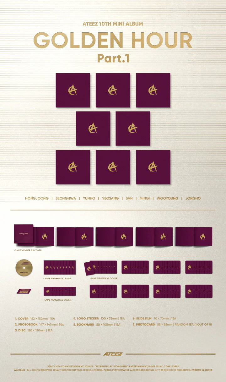 ATEEZ - GOLDEN HOUR  Part.1 (10TH MINI ALBUM) (DIGIPACK Version) Infographic