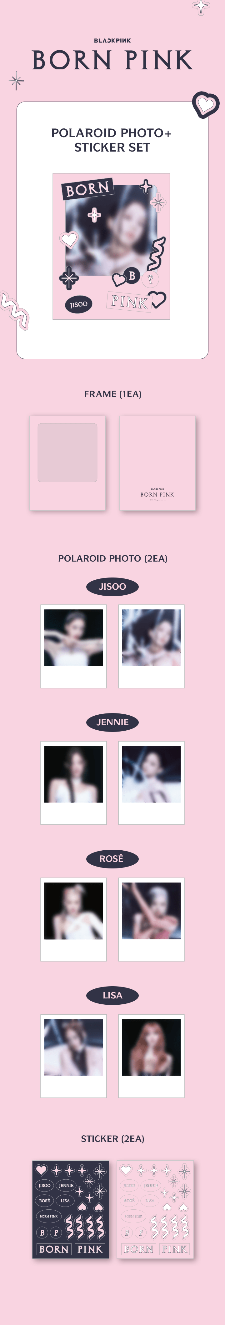 BLACKPINK BORNPINK POLAROID PHOTO + STICKER SET Infographic