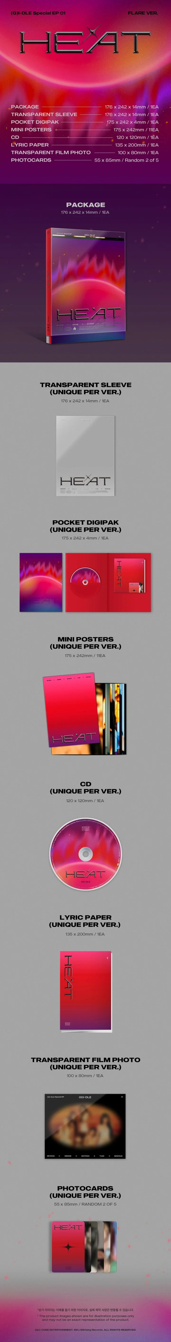 (G)I-DLE - SPECIAL ALBUM   HEAT   SLEEVE VER. Flare Version Infographic