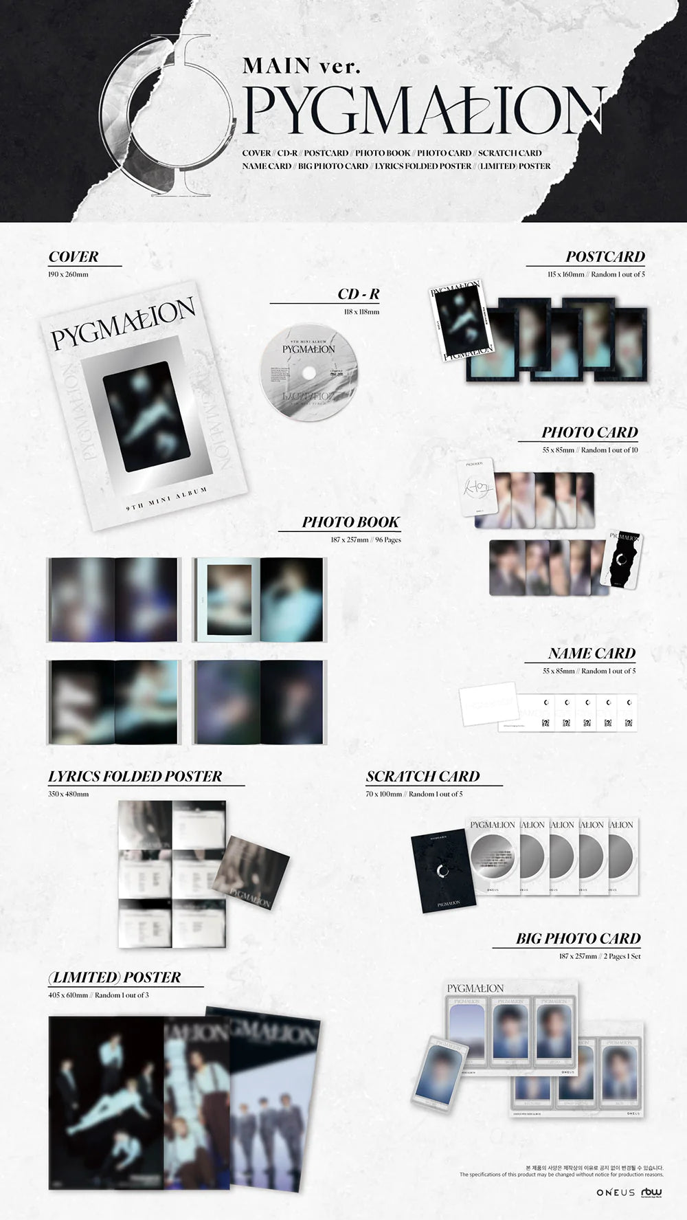 ONEUS - PYGMALION   9TH MINI ALBUM   MAIN VER. + A PHOTOCARD Infographic