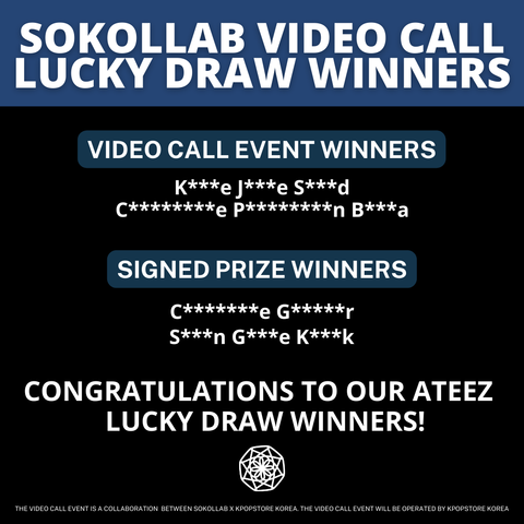 SOKOLLAB ATEEZ LUCKY DRAW ANNOUNCEMENT WINNERS VIDEO FAN SIGN AND SIGNED PRIZES