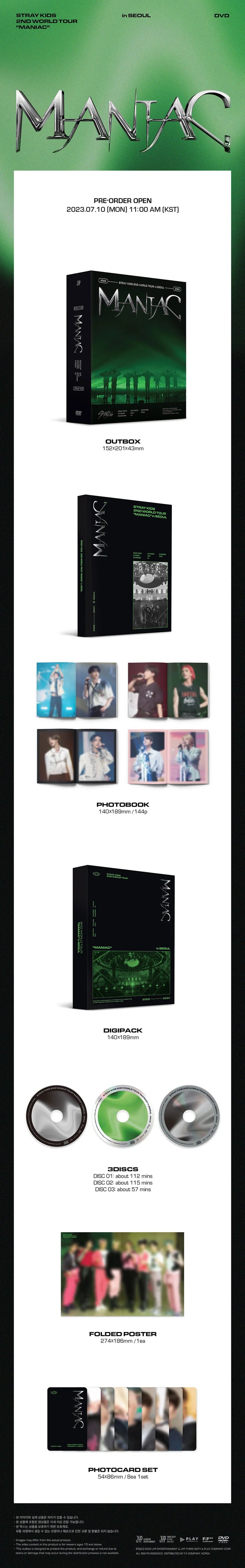 STRAY KIDS - 2ND WORLD TOUR MANIAC IN SEOUL DVD + PREORDER GIFT GROUP POSTCARD 1EA Infographic