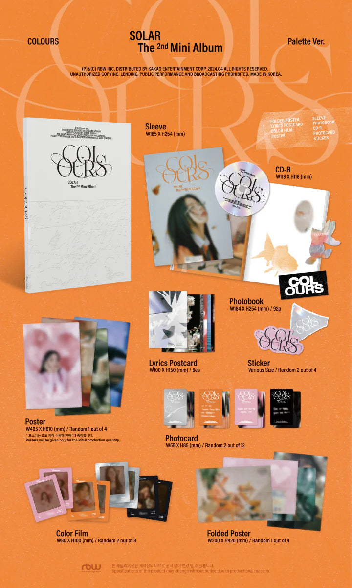 Solar - COLOURS (2ND MINI ALBUM) Palette Version Infographic