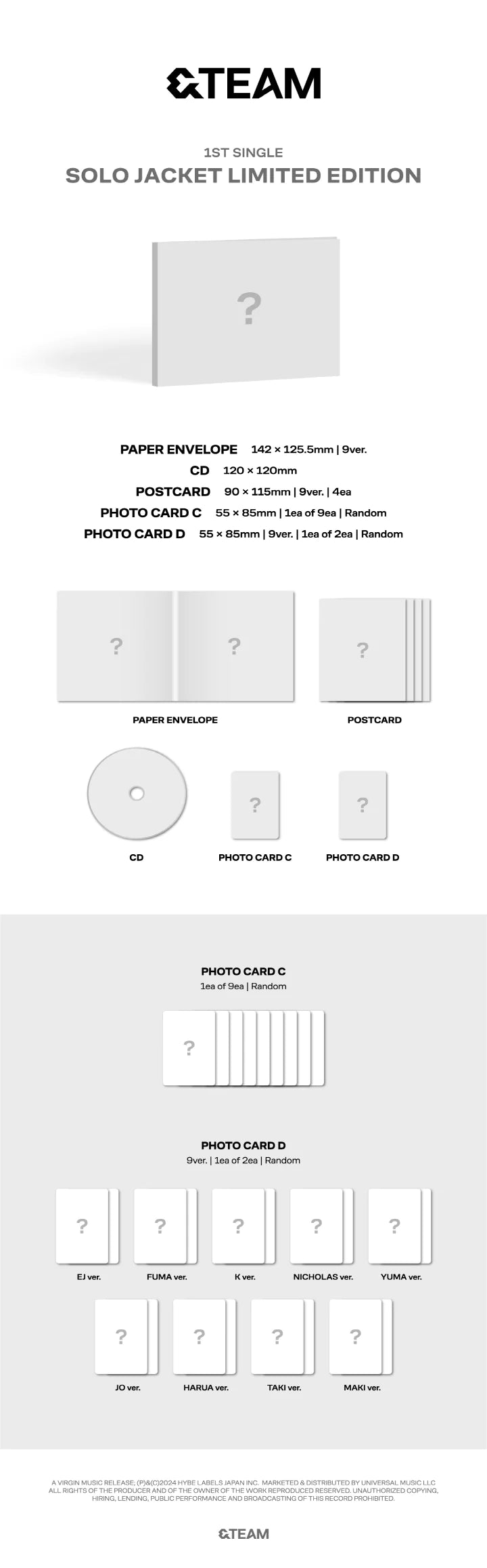 &TEAM - 1st Single Album (Solo Edition) Infographic