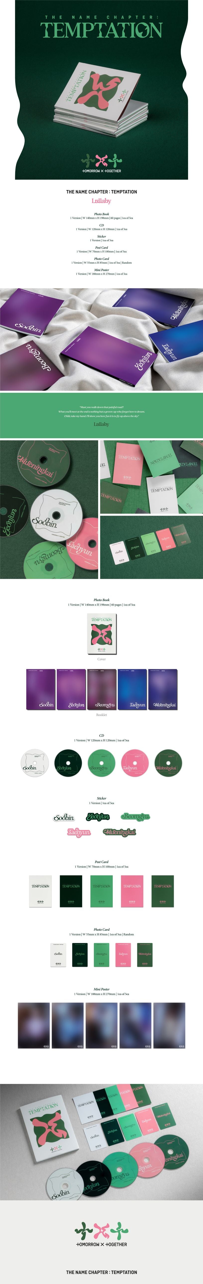 TXT - MINI ALBUM THE NAME CHAPTER  TEMPTATION (LULLABY VER.) Infographic