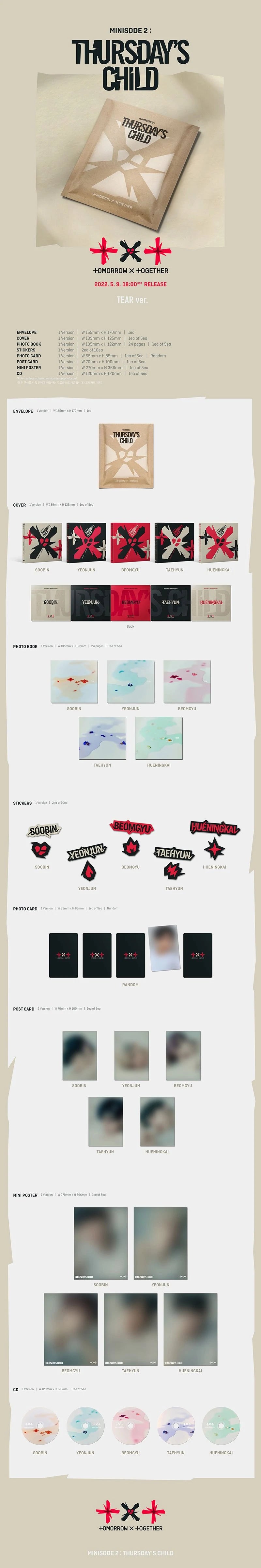 TXT - 4TH MINI ALBUM MINISODE 2  THURSDAY's CHILD (TEAR VER.) Infographic
