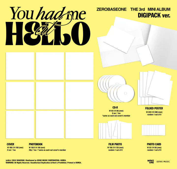 ZEROBASEONE - You had me at HELLO (3rd MINI ALBUM) (Digipack Version) Infographic