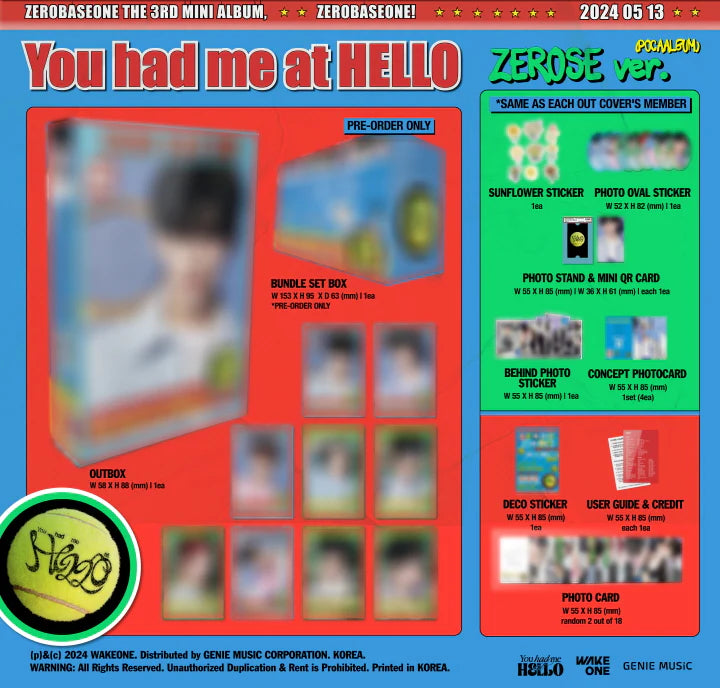 ZEROBASEONE - You had me at HELLO (3rd MINI ALBUM) (ZEROSE Version POCAALBUM) Infographic