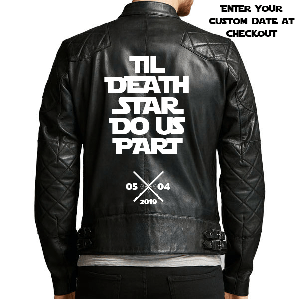 leather jacket with white stars