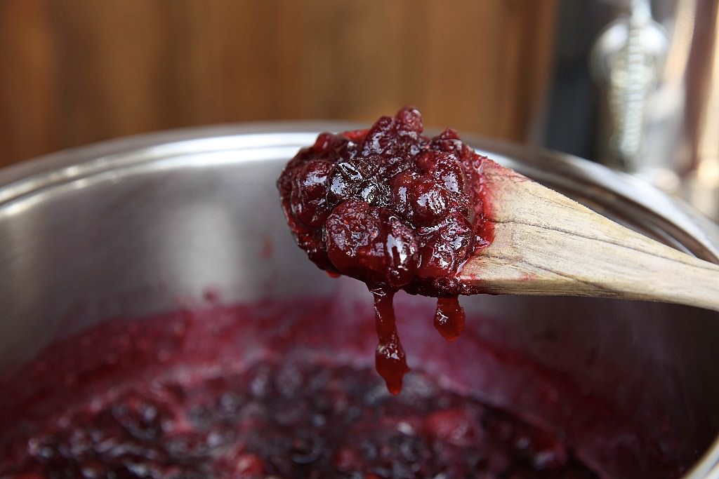 Cranberries in wine brine cooked over the Fontana wood-fired oven 