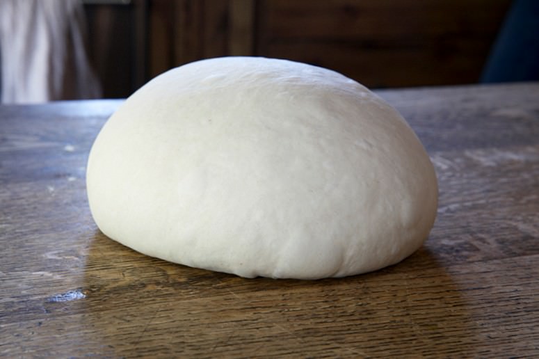Bread dough to be baked in the Fontana wood-burning oven