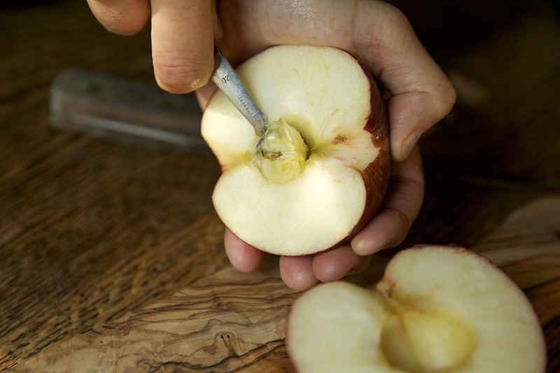 Remove the apple core making sure to keep the fruit intact