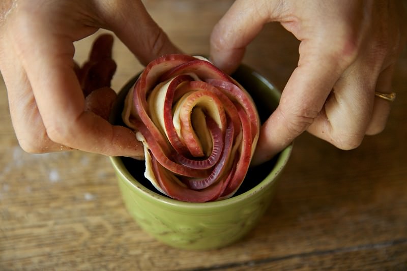 Apple roses baked in Fontana wood-burning oven 