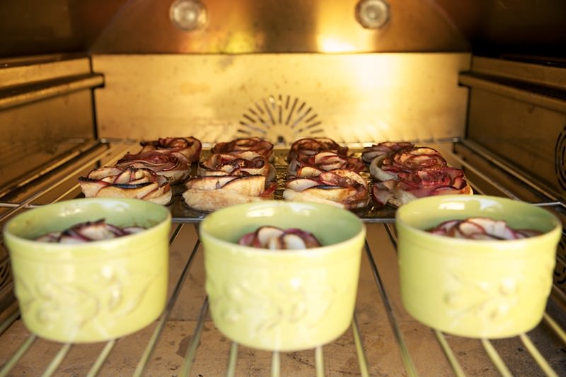 Apple roses baked in the Fontana wood-fired oven 