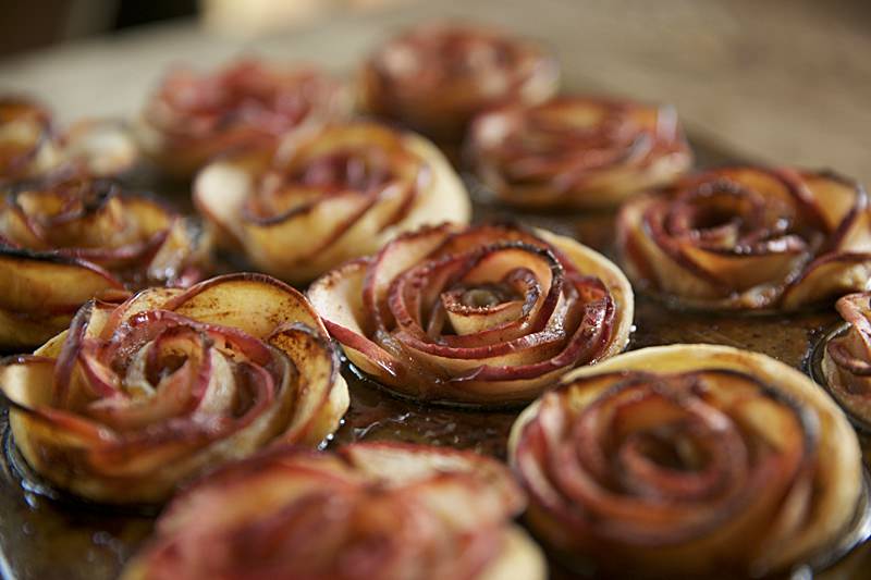Apple roses baked in the Fontana wood-fired oven 
