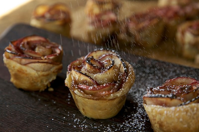 Apple roses baked in the Fontana wood-fired oven 