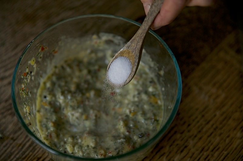 Butter, oil and spices to rubbed on  turkey to be baked in Fontana wood-burning oven