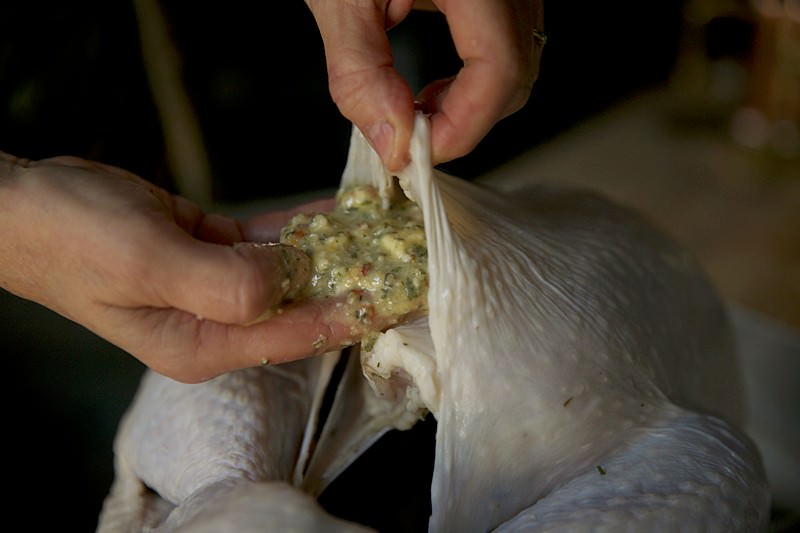 Butter and spices mixture to be rubbed  on  turkey to be baked in Fontana wood-burning oven