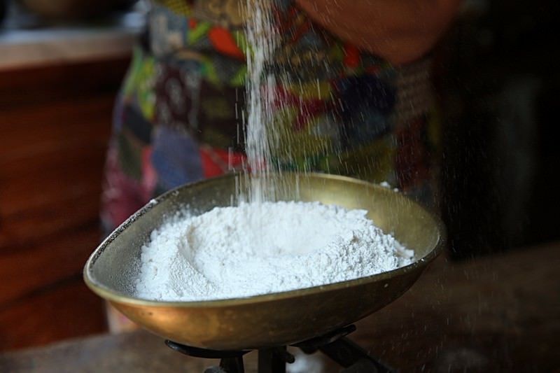 Weigh or measure the flour.