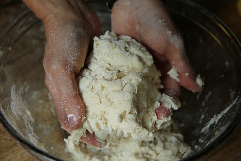 When all ingredients are combined, cover the dough with plastic wrap and place in the refrigerator for 30 minutes.