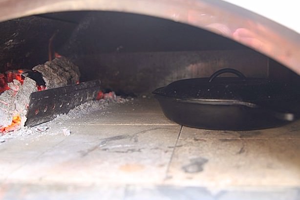 Set the cast-iron skillet in the oven which has been preheated to 400°F