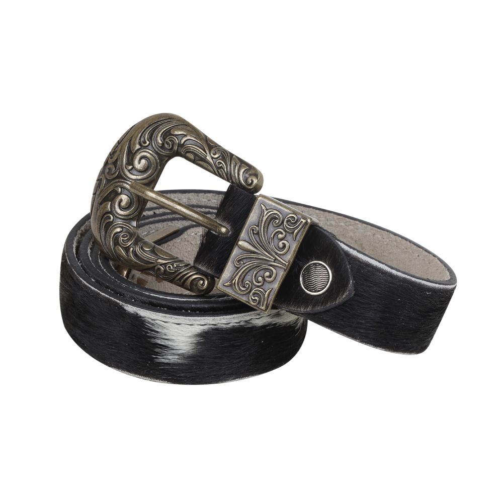 Myra Bag Women's Checkered Brown Hand Tooled Leather Belt