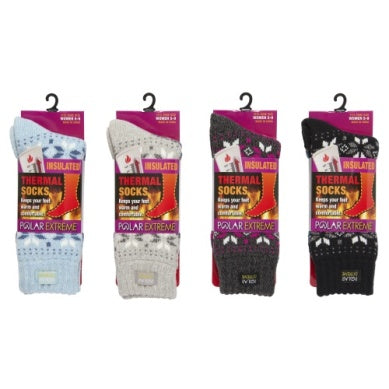 Polar Extreme Thermal Extra Heavy Acrylic Winter Marled Knit Top Socks  Matching 2-Pack Random, Multicoloured, 9 : : Clothing, Shoes &  Accessories