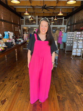 Hot Pink Wide Leg Overalls